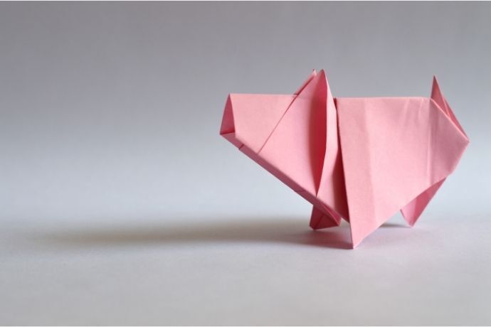 Origami em forma de porco 