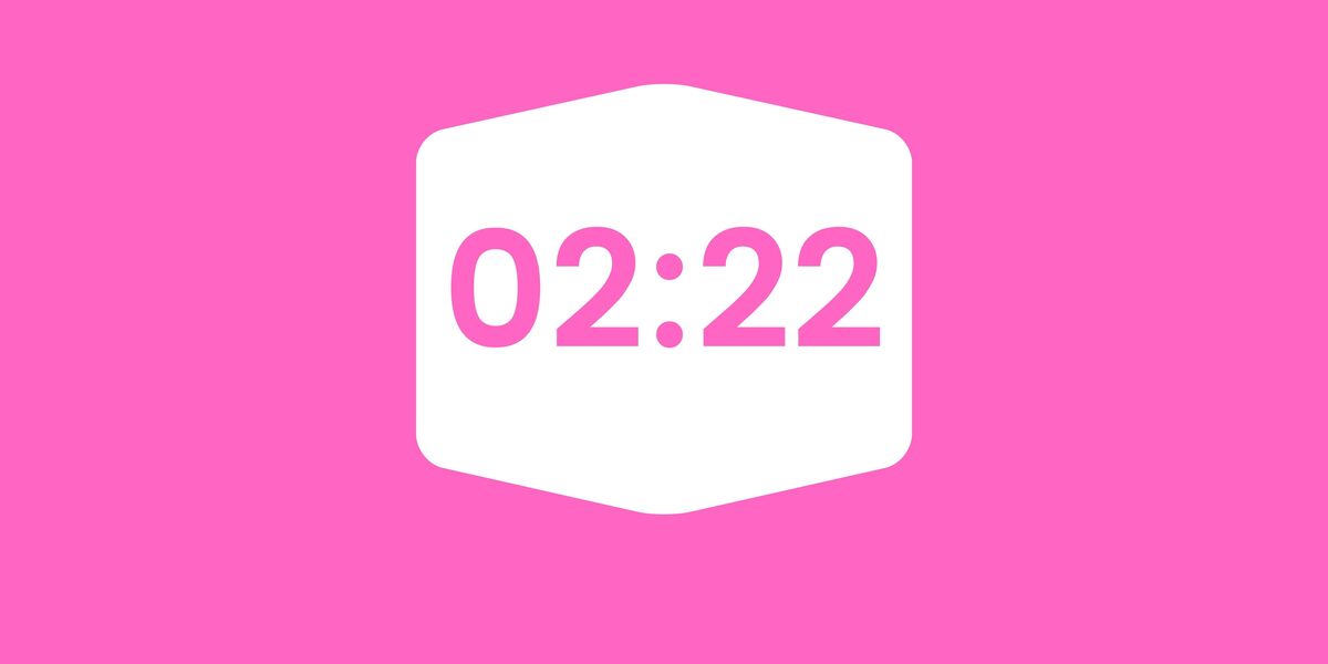 fundo rosa com horario 02:22 em branco