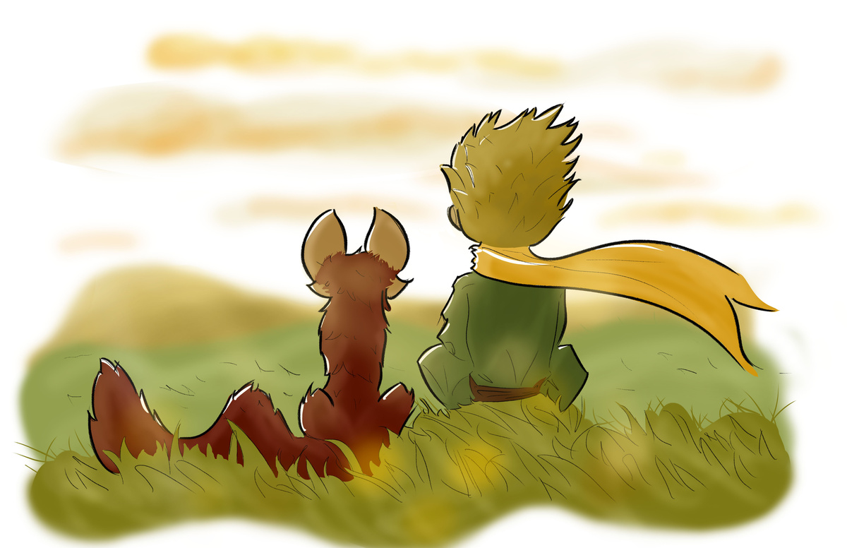 Ilustração do pequeno príncipe com a raposa