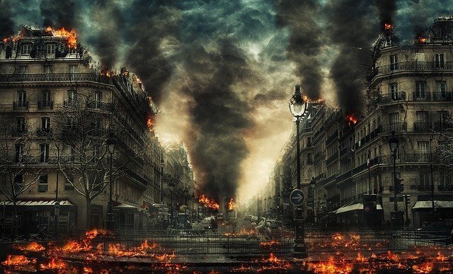 Cidade no apocalipse de fogo
