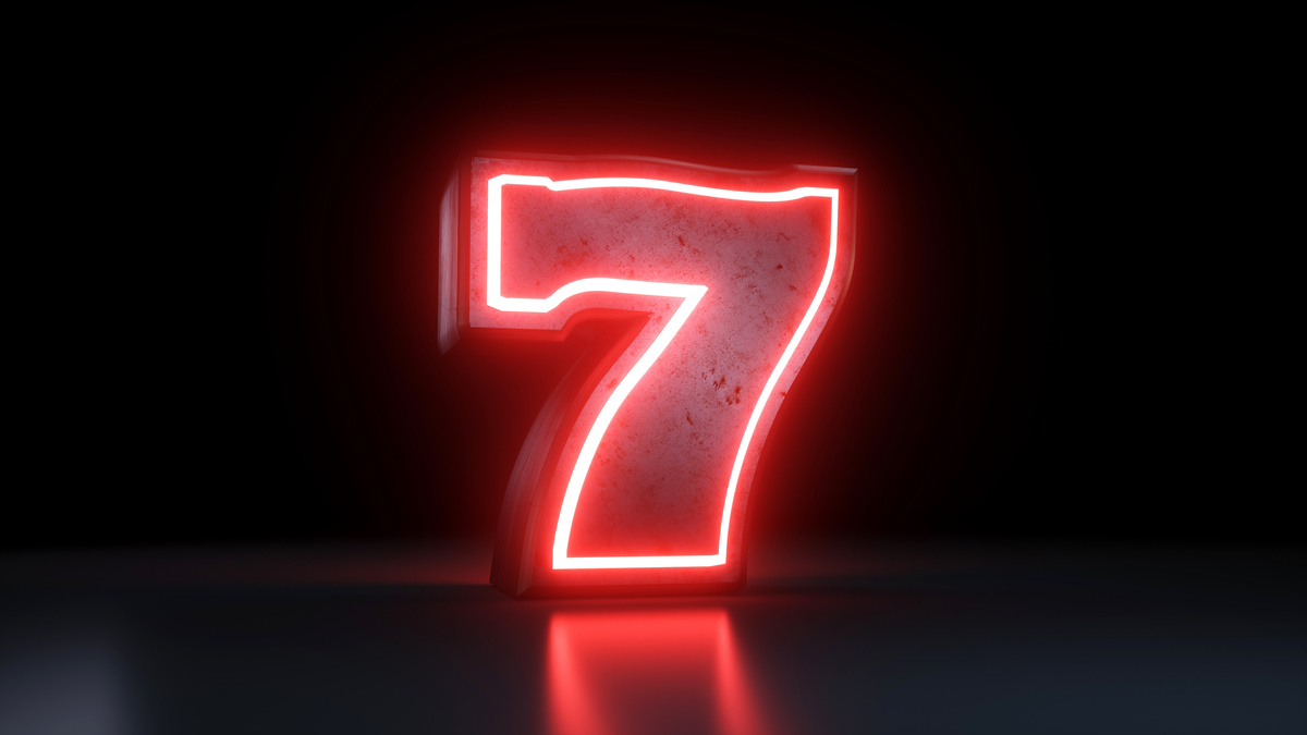 Número 7 em luz vermelha