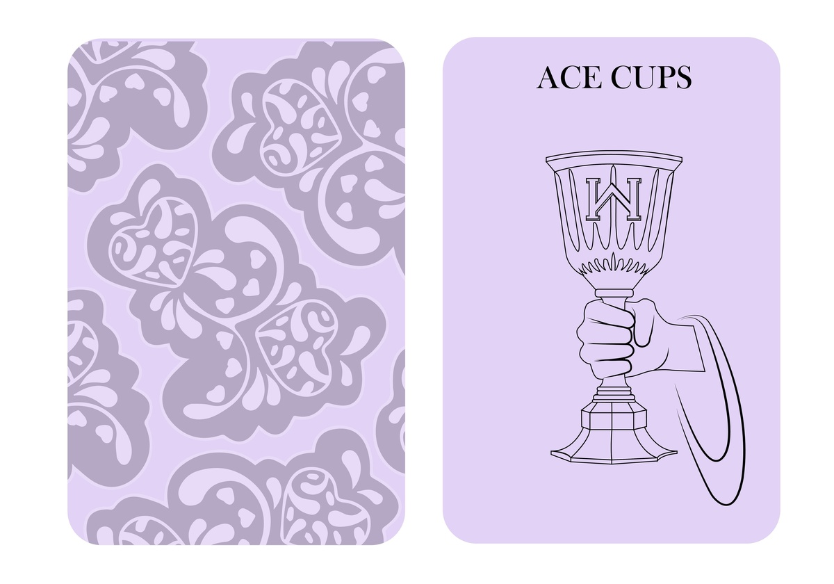 Ilustração rosa da carta ás de copas