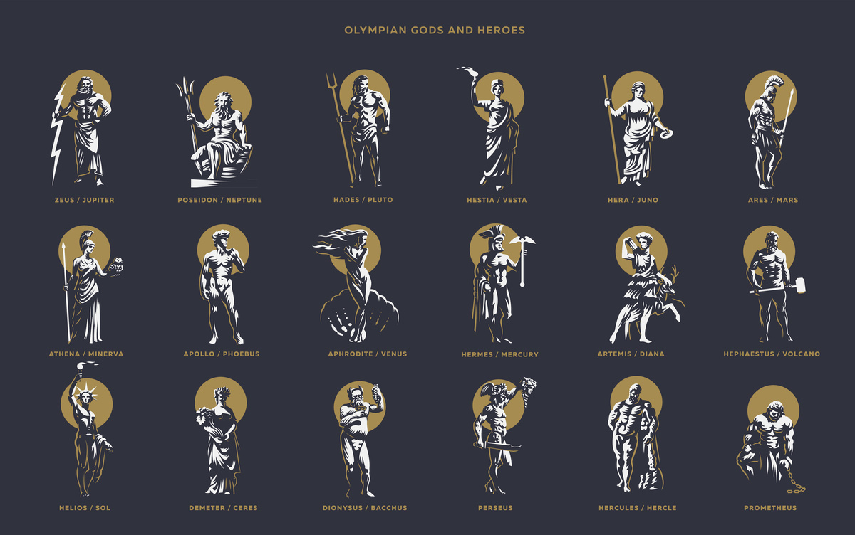 Vários deuses do olímpio