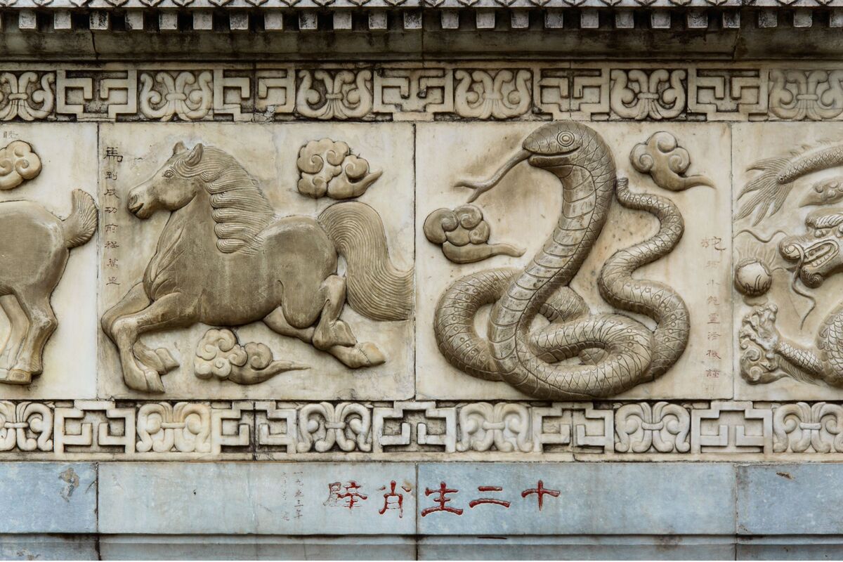 Arte de signos do zodíaco chinês.