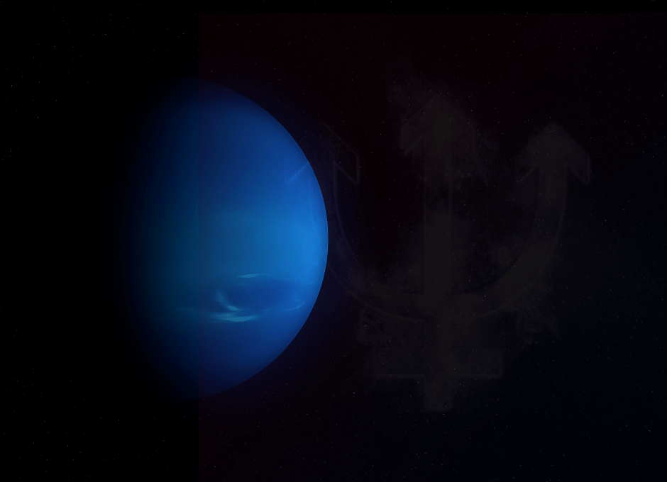 Planeta Netuno com seu símbolo ao lado