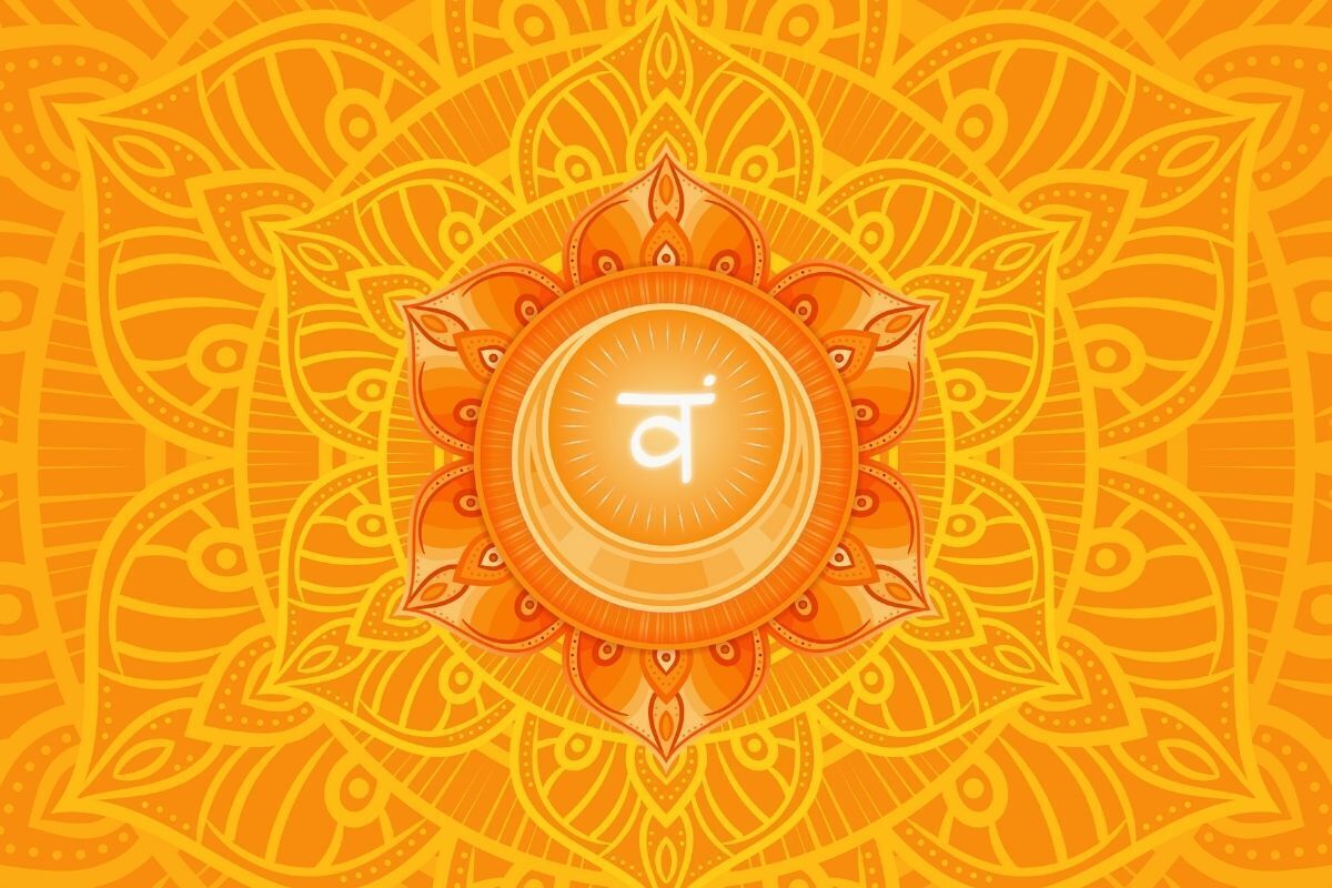 Svadhishthana, símbolo do chacra sacral. Mandala laranja.