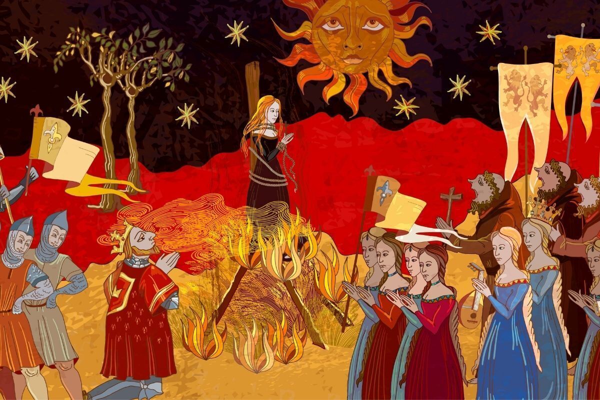 Ilustração da inquisição - Joana D'arc