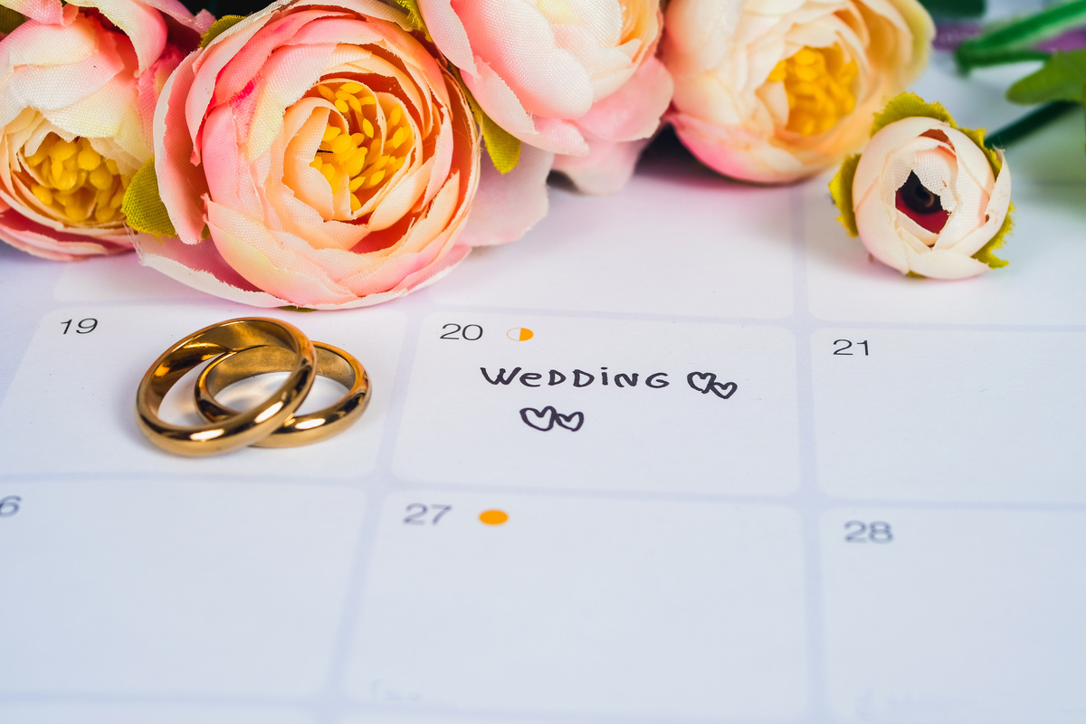 Data de casamento marcada em calendário