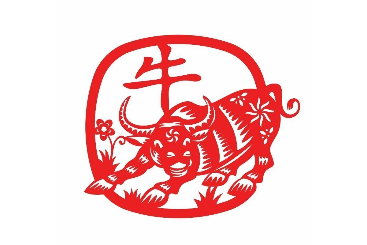 Símbolo em vermelho do Boi - Ano Chinês