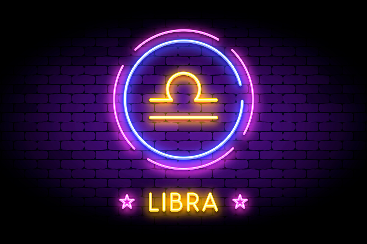 Símbolo do signo de Libra em neon