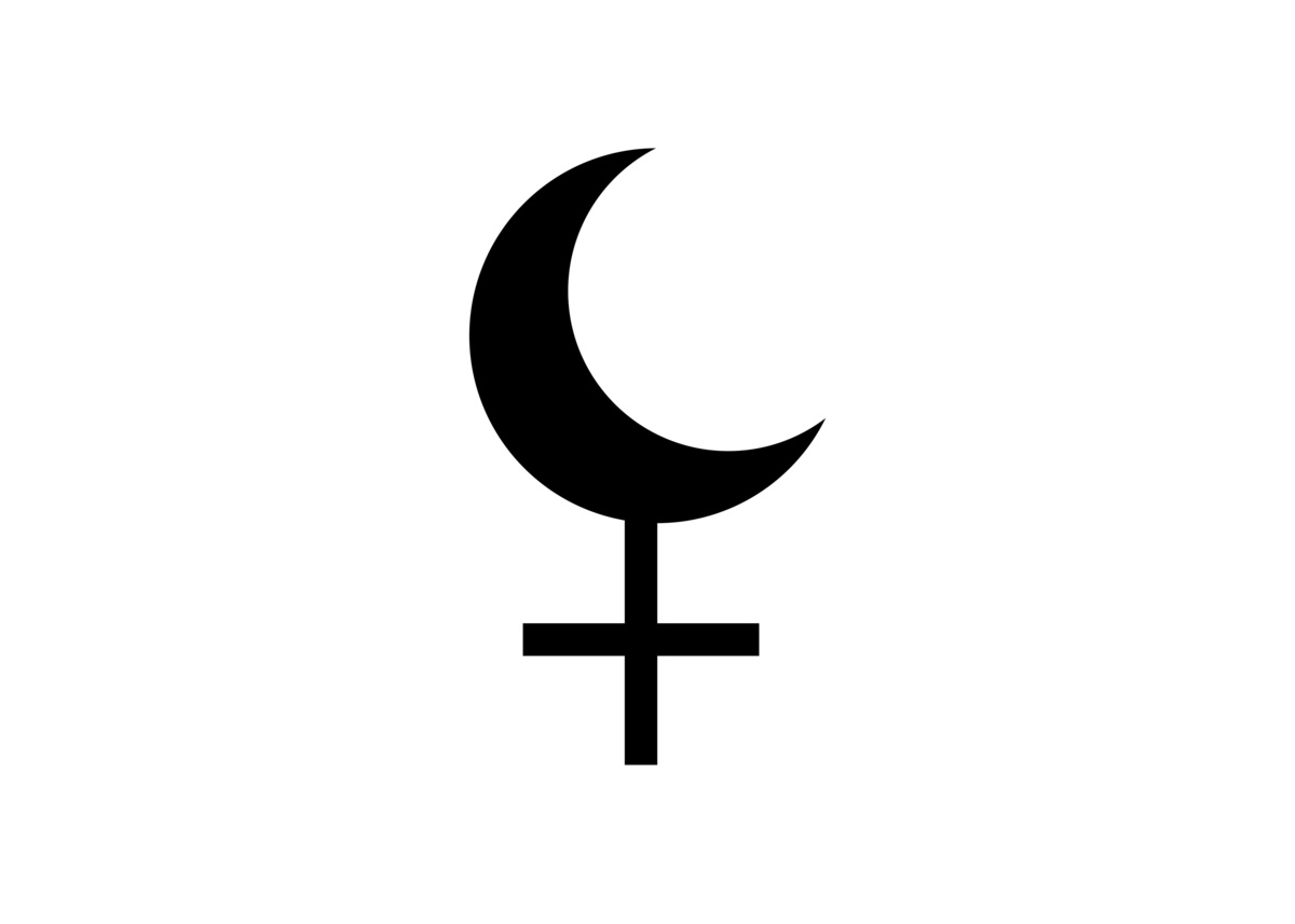 Símbolo de Lilith em preto com fundo branco