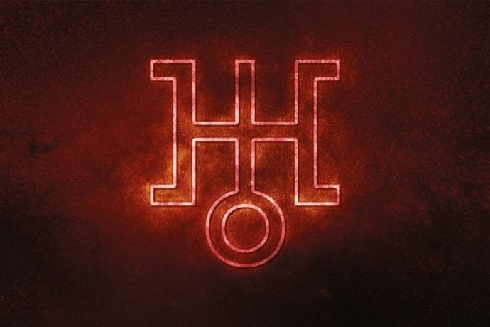 Símbolo de Urano na astrologia em vermelho