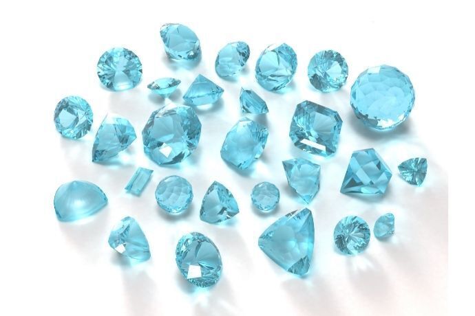 Várias pedras de Topázio azul