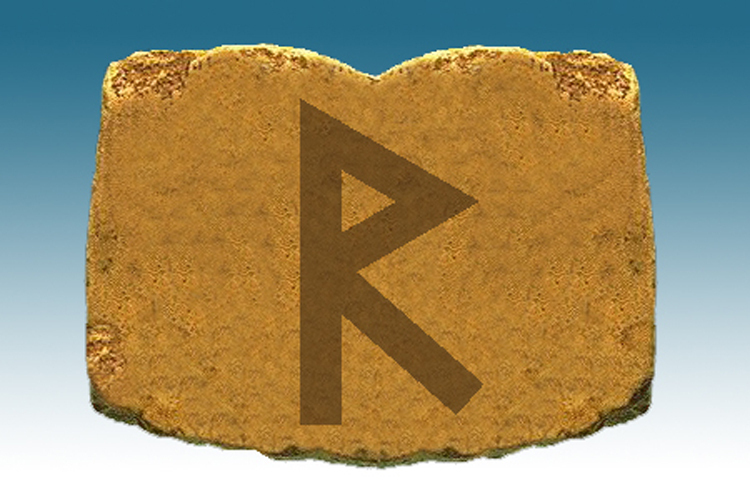 Ilustração da runa Raidho em pedra