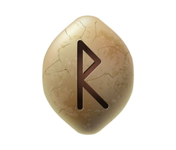 Ilustração da runa Raidho em pedra