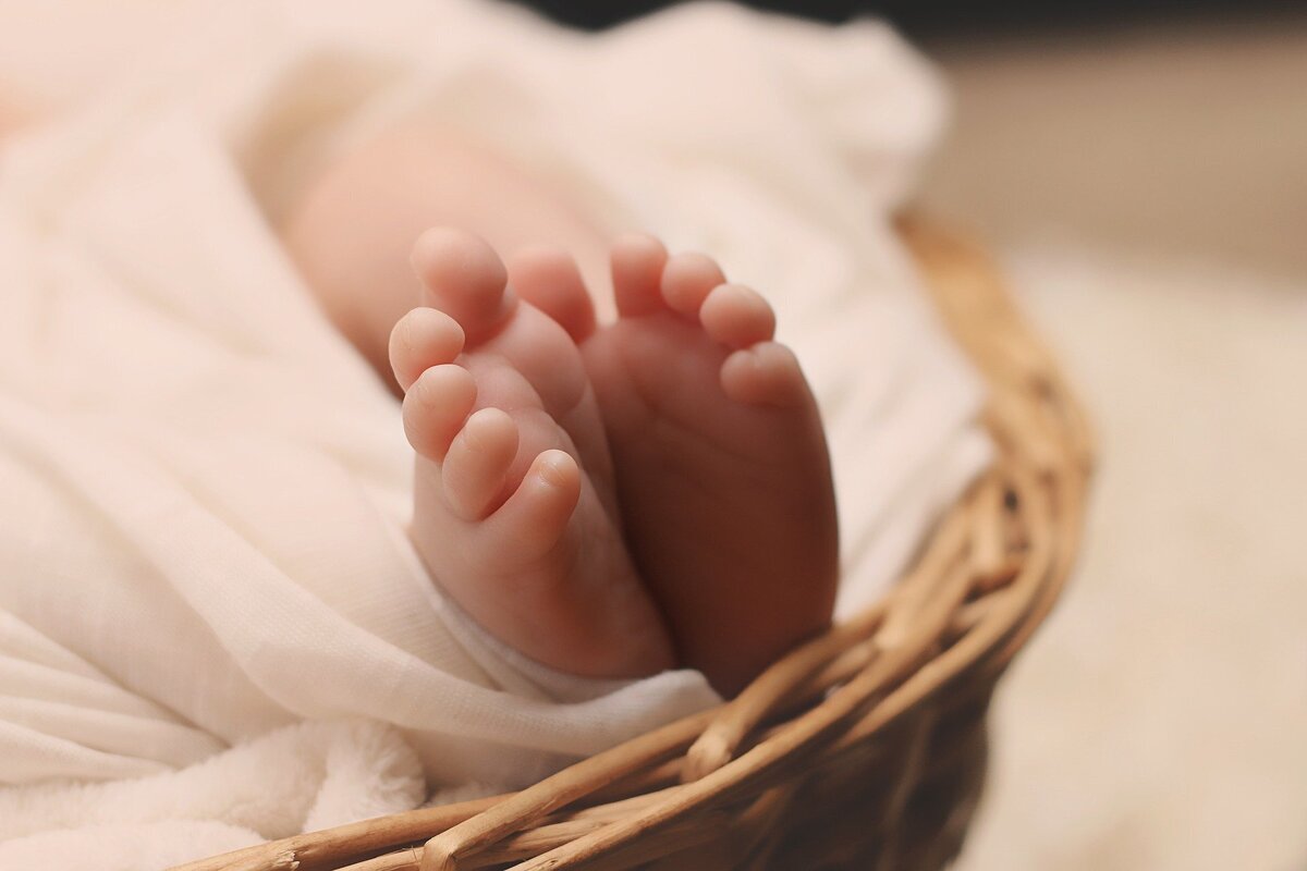 Dedos do pé de recém-nascido