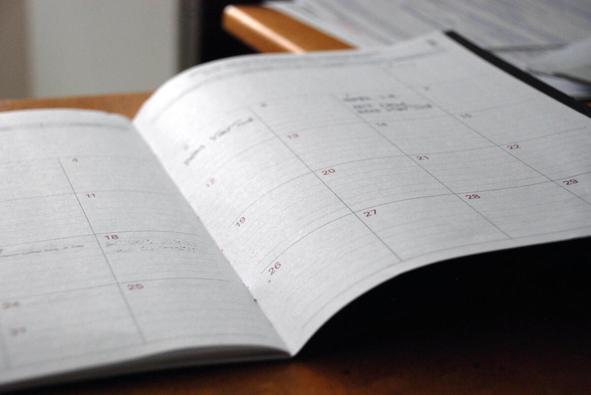 Caderno com calendário