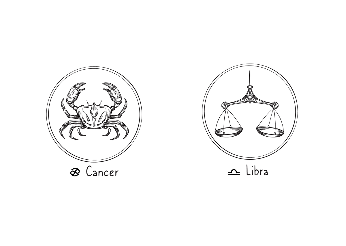 Símbolo de Câncer e Libra.