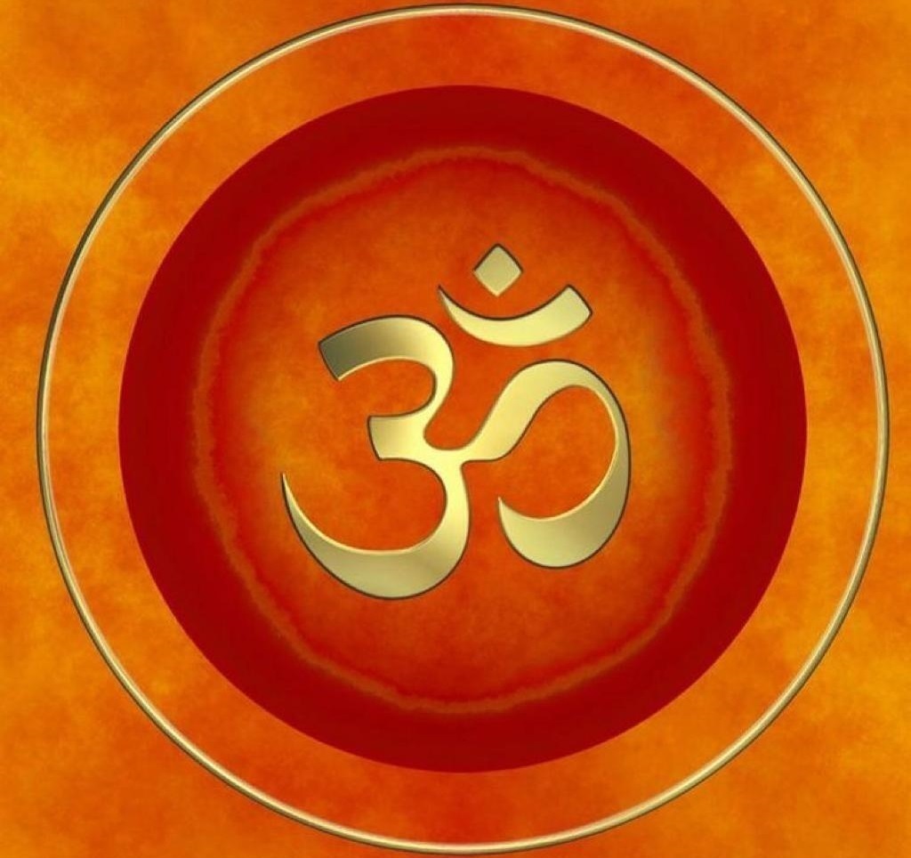 Símbolo de Om em fundo laranja