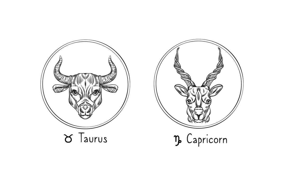 Símbolos de Touro e Capricórnio.