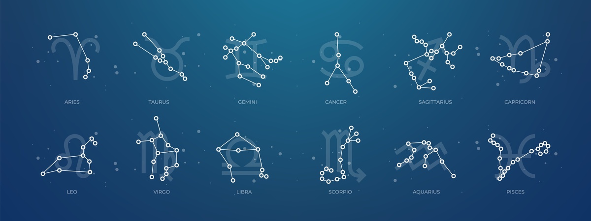 Símbolos dos signos do zodíaco, combinações com Peixes e Sagitário
