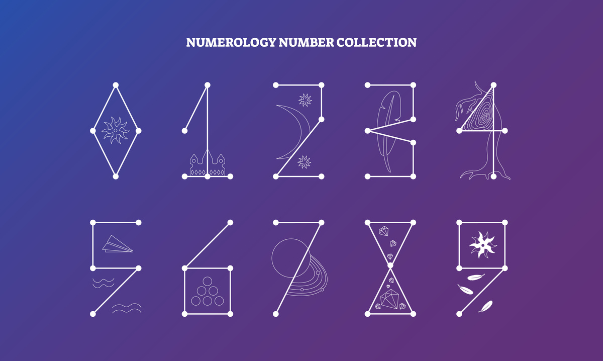 Números da numerologia com diferentes símbolos