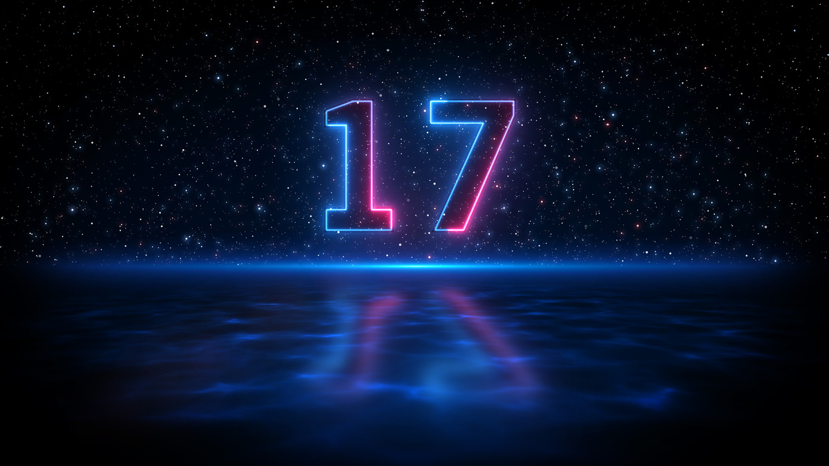 Número 17 em fundo de galáxia