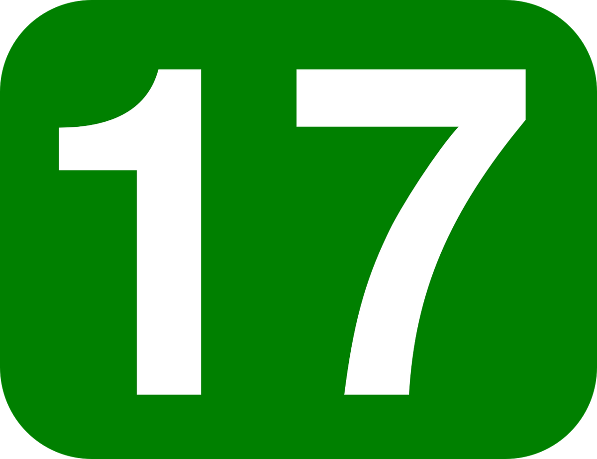 Número 17 em fundo verde