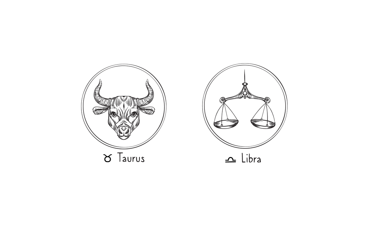 Símbolos dos signos de Touro e Libra.