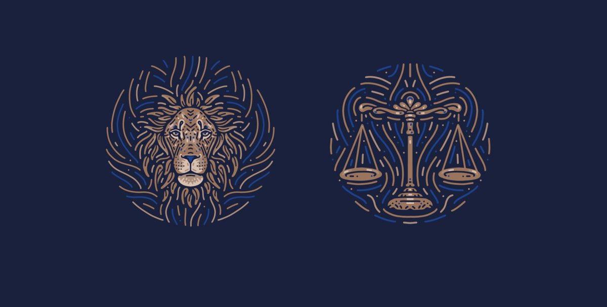 Símbolos de Libra e Leão