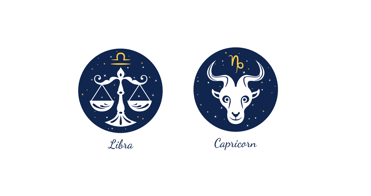 Símbolos dos signos de Libra e Capricórnio.