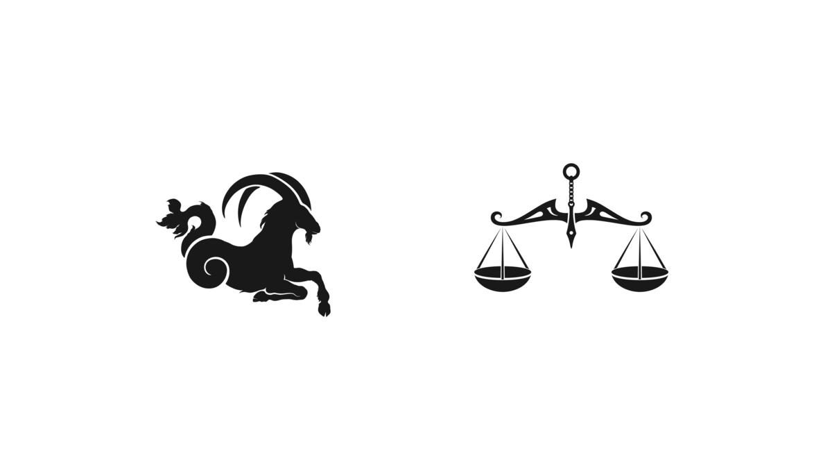 Símbolos dos signos de Libra e Capricórnio.