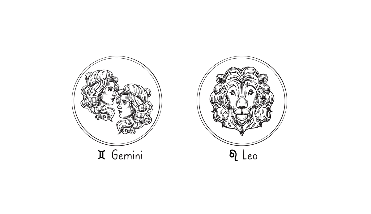 Símbolos dos signos de Gêmeos e Leão