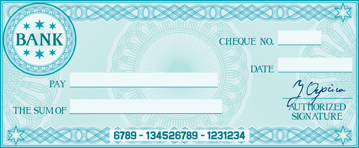 Imagem de cheque azul