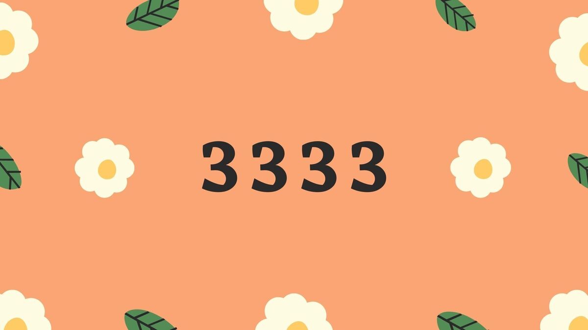 Número 3333 em fundo laranja com flores ao redor.