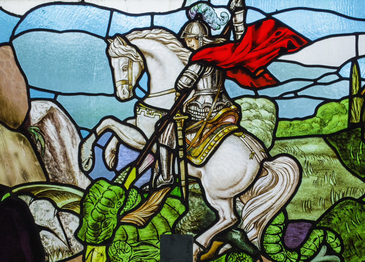 Ogum com sua lança e cavalo
