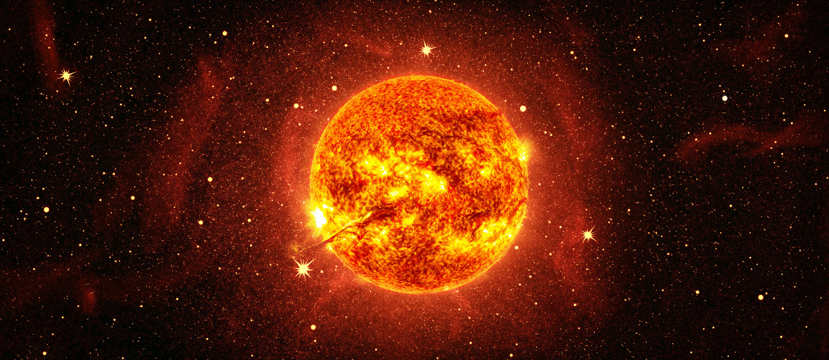 Imagem do sol no Sistema Solar, indicando sua participação nos acontecimentos astrológicos.