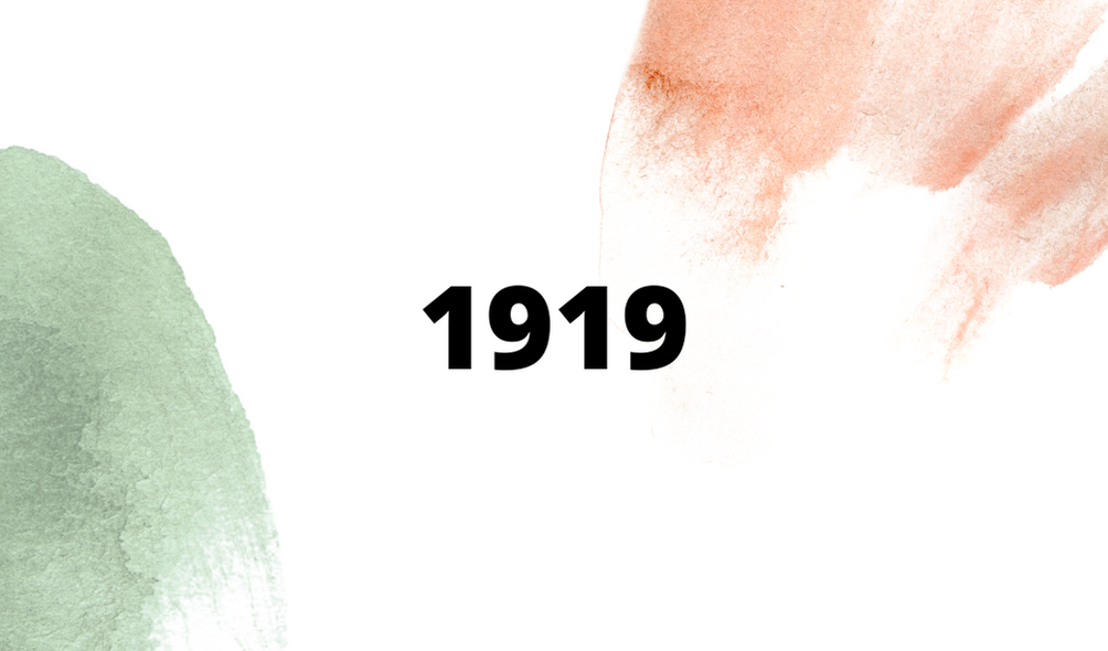 1919 em fundo branco, verde e vermelho