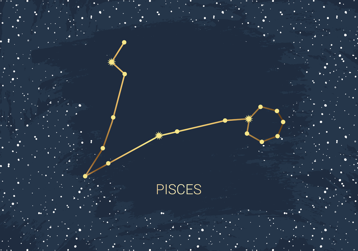 Ilustração com a constelação do signo de Peixes