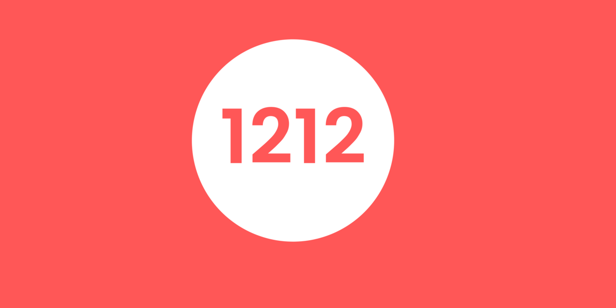 fundo vermelho com número 1212 em branco