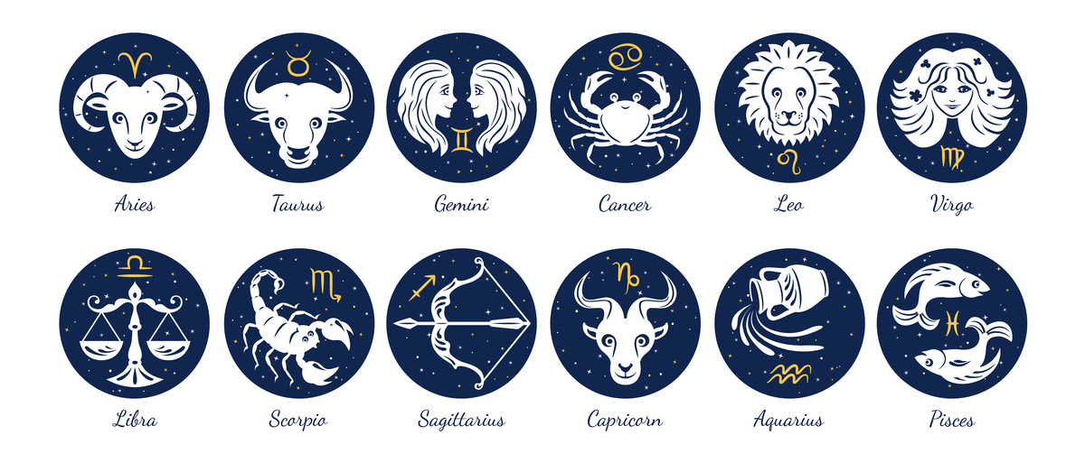 Ícones com os símbolos dos signos