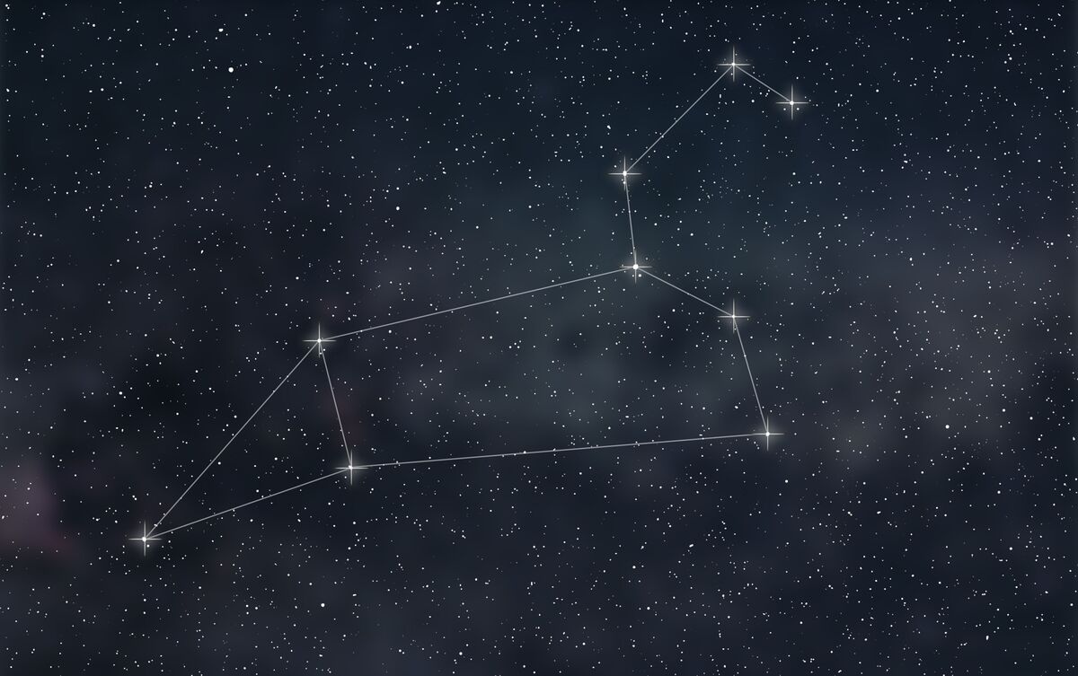 Constelação do signo de Leão no céu.