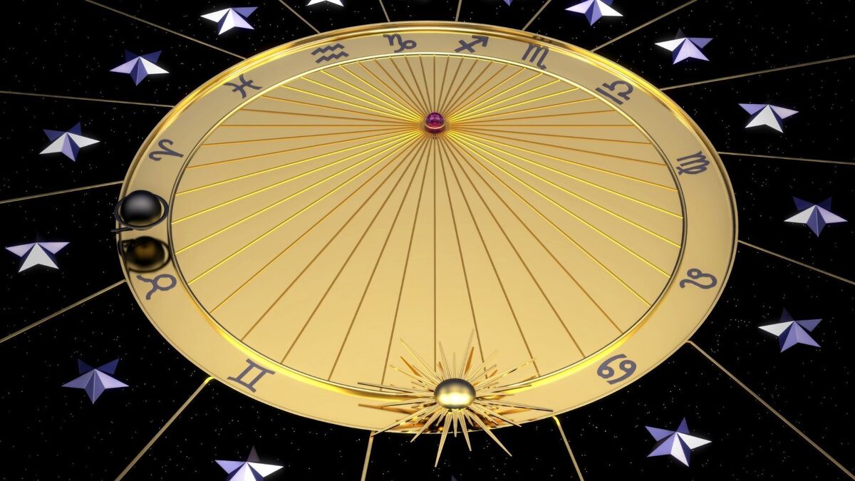 Relógio astrológico com signos.